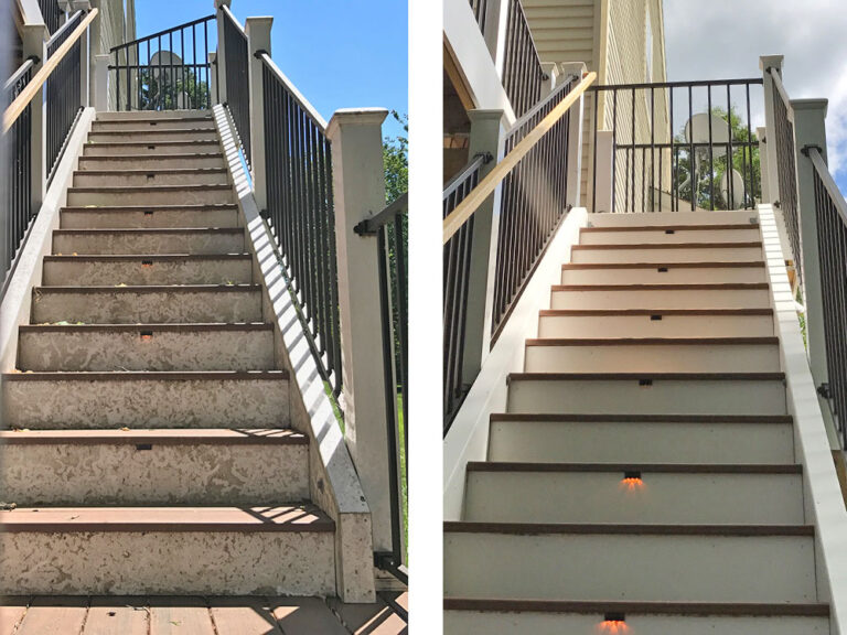 Before and After Photo of Clean Deck Stairs